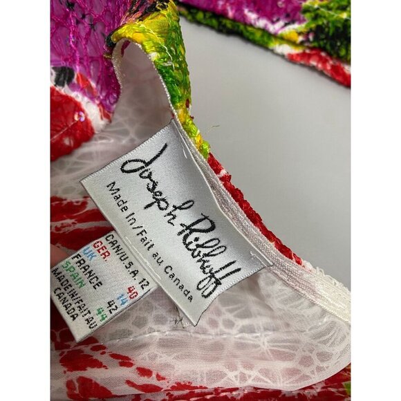 Joseph Ribkoff Floral Top Blazer Set size 12 Lace Lightweight Red Green Full Zip - Picture 3 of 16